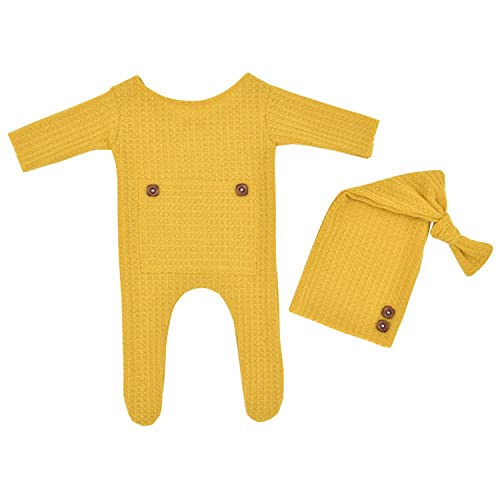 Zeroest Newborn Photography Props Boy Outfits Baby Photo Props Outfit Newborn Boy Photo Shoot Hat Set (Ginger) - color: Ginger