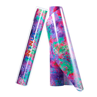 Tintnut Splash Heat Transfer Vinyl Roll - 12 Inch x 5ft Purple Watercolor Ink Patterned HTV Splatter Iron On Vinyl DIY T-Shirts Hats Clothes Canvas Bags - color: Green Purple