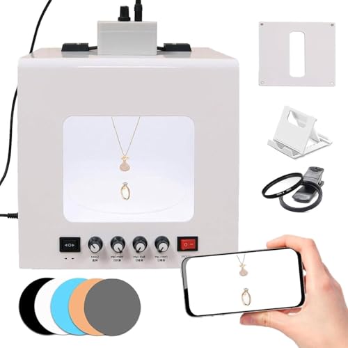 Professional Photo Studio Light Box Kit with 4 Led Light, Adjustable Brightness for Jewelry Photography, Includes Black and White Background, with 360° Automatic Turntable and Hanging Stand(Tb20) - size: Tb20
