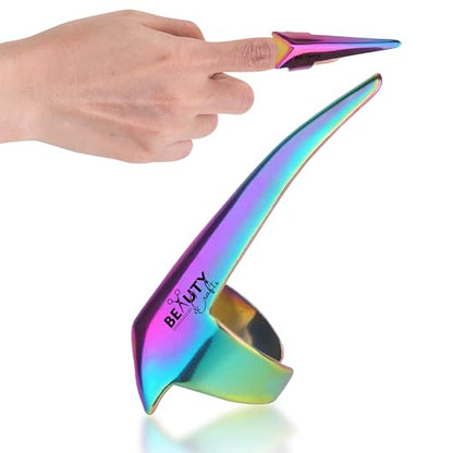 Pro Hair Parting & Sectioning Rings-Stainless Steel Finger Braiding Pick Tool for Precise Hair Styling and Extension Installations (1 PC Rainbow) - color: 1 PC Rainbow