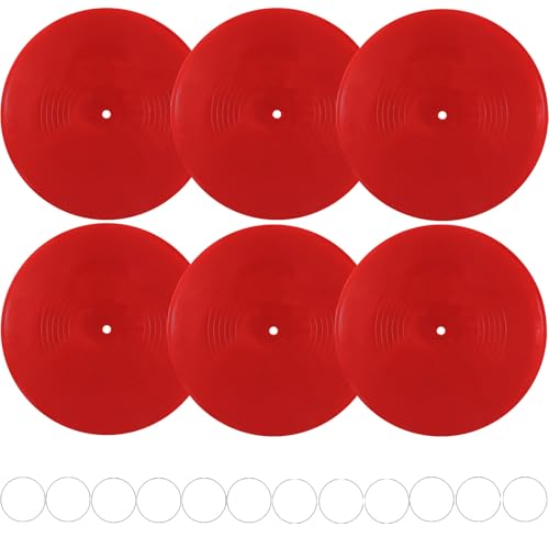 FACHPINT 6pcs Red Vinyl Records for Wall Aesthetic - 12 Inch Blank Records for Graffiti, Fake Props, Party Wedding Signing, Hippie Room Decor - color: TranslucentRed