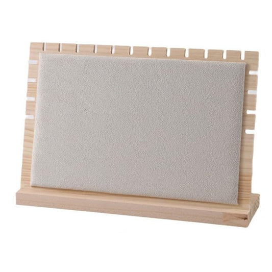 11.7"x7.6" Horizontal Necklace Jewelry Display Stand with Flannelette Soft Mat Wood Necklace Pendant Tabletop Display Storage Holder for Home Selling Shows - color: Beige, size: Medium