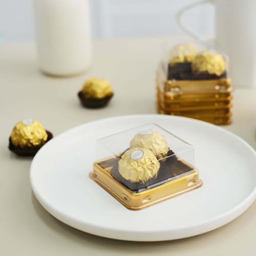 Efavormart 50 Pack 3 inch Gold Square Mini Cupcake Boxes with Dome Lids, Individual Modern Dessert Holders for Mooncakes, Mochi and Wedding Favors - color: Type2