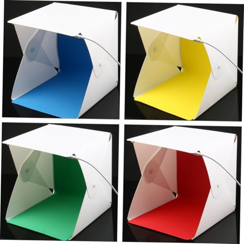 PRETYZOOM 20cm Folding Photography Light Tent with Dual LED Bars, Portable Mini Photo Light Box Kit with 4 Color Backdrops for Product Shooting and Jewelry Photography