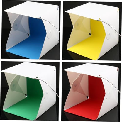 PRETYZOOM 20cm Folding Photography Light Tent with Dual LED Bars, Portable Mini Photo Light Box Kit with 4 Color Backdrops for Product Shooting and Jewelry Photography