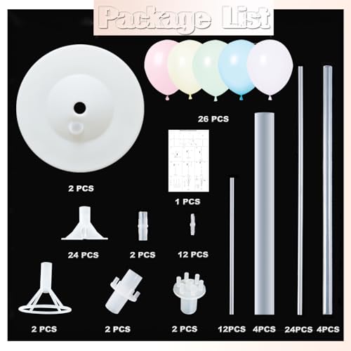 Pastel Balloon Column Kit Set of 2-Balloon Column Kit for Floor,Tower with Stand,Base,Pole&Backdrop Multicolor Macaron Decoration for Bridal Wedding,Baby Shower,Birthday or Bachelorette Party - color: Macaron