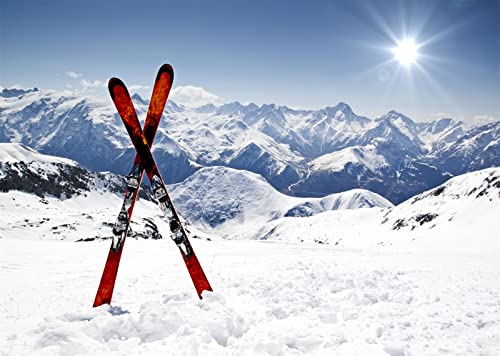 BELECO 15x10ft Fabric Winter Snow Backdrops for Photography Alps White Snow Mountain Summit Snowboard Ski Sport Backdrop Outdoor Adventure Skiing Background Birthday Party Decor Portrait Photo Props - size: 15x10FT
