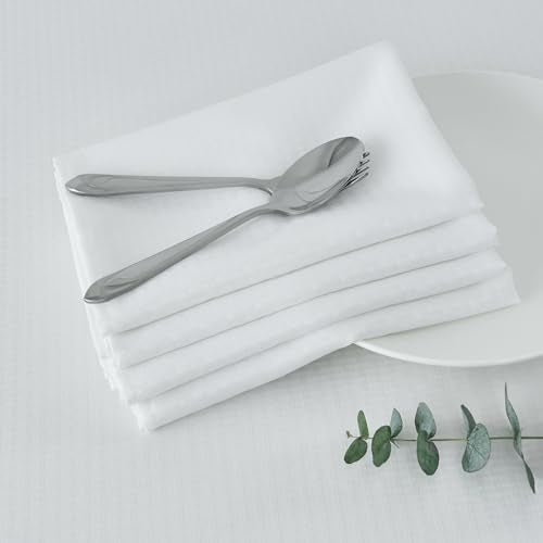 maxmill Cloth Napkins 20 x 20 Inch Weaved Texture Pattern Soft Comfortable and Luxury Serviette for Restaurant Family Dinners Weddings Parties and Banquets Set of 4 Pieces, White - color: White, size: 20" x 20" (Set of 4)