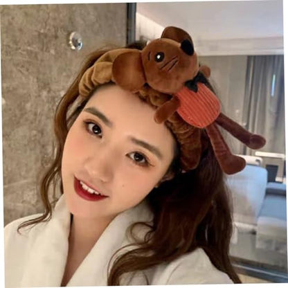 Abaodam Lovely Cartoon Animal Hairband for Women, Washing Face Makeup Headband Mouse Design, Soft Skincare Hairband Props for Birthday Photography and Daily Use