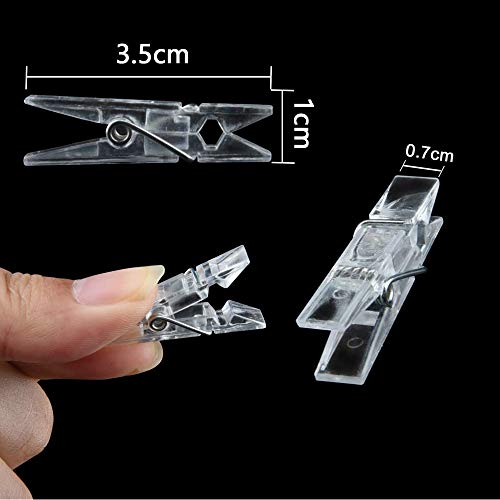 128 Pieces Photo Clips Mini Transparent Plastic Clear Clips for String Fairy Lights (Clear) - color: Clear, size: 128pieces