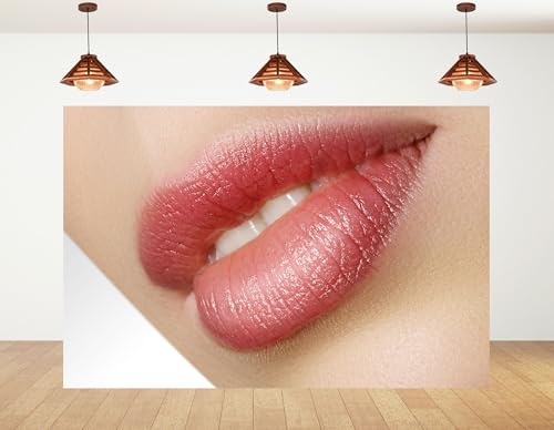 8x5ft Glossy Pink Lips Backdrop Beauty Makeup Photography Background for Party Cosmetics Themed Event Beauty Shoot Decorations Tapestry Photo Booth Props - size: 8x5ft