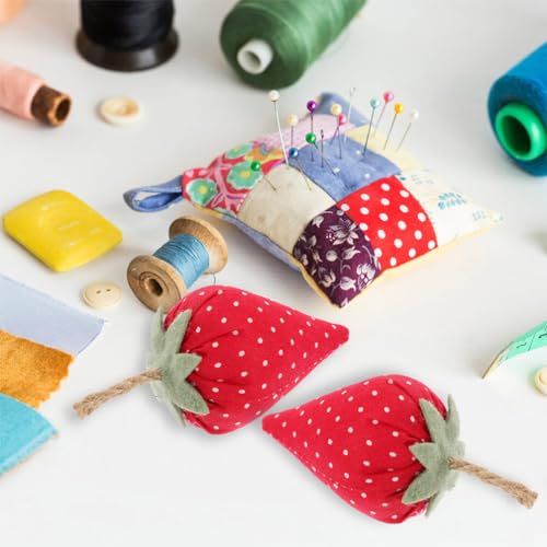 BESTOYARD 6pcs Stuffed Faux Strawberries Fabric Cloth Coffee Bar Decor Rustic Farmhouse Tiered Tray Decorations Realistic Fruit Model Home Kitchen Food Table Centerpieces Photography Props