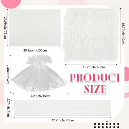 Coume 4 Pcs Nail Background Mat for Pictures White Nail Photo Props Background for Pictures Flat Lay Mat Include Small Locker Rugs Silk Cushions Knitted Sleeves Lace Sleeves for Jewelry Art