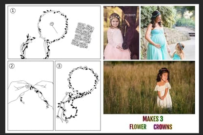 DDazzling Flower Crown Floral Wreath Headband Floral Garland Headbands Photo Props,Rose Flower Crown Kit, 3 Piece (Purple) - color: Purple