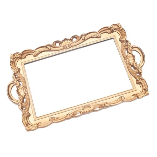 Retro European Golden Mirror Tray for Cosmetics and Perfume Storage Vintage Decorative Vanity Organizer for Home Party Coffee Shop Display and Photo Props