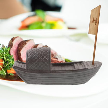 Healifty Decorative Sushi Plate Ornament Miniature Boat Cold Dish Boat Decor Japanese Sashimi Serving Platter for Seafood Presentation and Food Photography