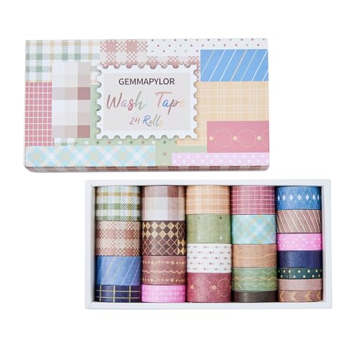 Neutral Washi Tape Set 24 Rolls,Decorative Masking Tape for Junk Journal, Scrapbooking Supplies, DIY Crafting Supplies - style: Neutral
