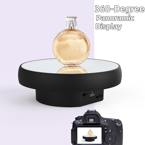 JAYEGT Motorized Rotating Display Stand, 6.3inch /11 Lbs Load ,Mirror Cover ，360 Degree Electric Rotating Turntable ,Cup Display Turner Stand,Photography Products, Jewelry ,Tumbler-Black