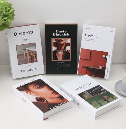 5 Pcs Fake Books for Decoration, Luyseyha Decorative Books for Coffee Table Decor, Room Decor Aesthetic, Faux Books Decor for Bookshelf, Shelf, Hollow Home Decor Books for Bedroom Room, Living Room - color: Brown