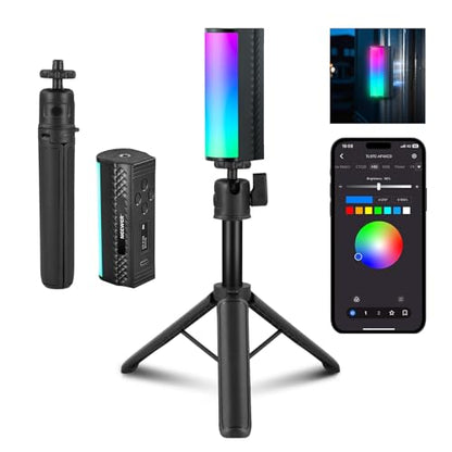 NEEWER Magnetic Handheld Light Wand with Desk Tripod, 17 Scenes, APP Control 360° Full RGB Mini LED Video Lighting Stick, 2500K-8500K Dimmable CRI97 for Photography Vlog TikTok, 2550mAh Battery, TL97C