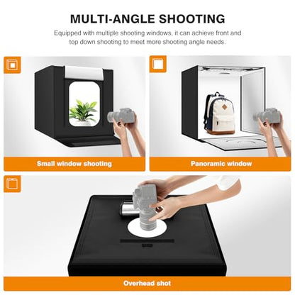 Light Box Photography 24"x24" with 240LED Lights and 4 Color Backdrops Photo Box with Lights, Foldable Light Box with Adjustable Brightness, 3000-6500K Dimmable Portable Picture Box Shooting - size: 24" with 3000-6500K