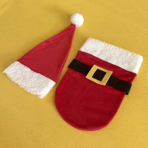 Christmas Newborn Baby Photo Shoot Props Outfits Crochet Clothes Santa Claus Red Hat Pants Photography Props - color: Big Red