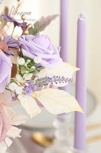 Floroom Artificial Greenery Stems Box Set, 45pcs with 9 Kinds of Faux Greenery Flowers Picks for DIY Bridal Bouquets Wedding Floral Arrangement Table Centerpieces, Lavender & Gold - color: Lavender & Gold