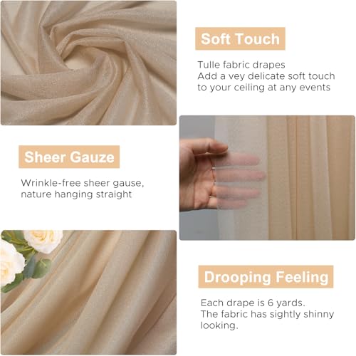 Wokceer Wedding Arch Draping Fabric Nude 28.7" x 20FT Sheer Drapes Backdrop for Ceremony, Birthday Party, Bridal Shower Decoration - color: Nude, size: 1 Panel