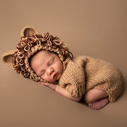 M&G House Newborn Photography Outfits Baby Crochet Knitted Photoshoot Props Animal Costume Set - color: 02 Lion Outfit