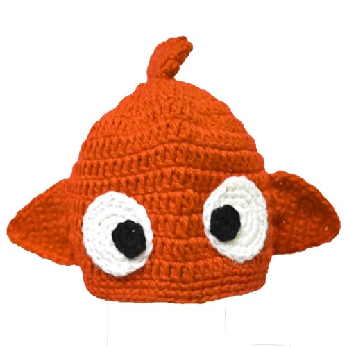 Handmade Knitted Cute Little Goldfish Beanie Crochet Hat Photography Prop Cap - size: Small
