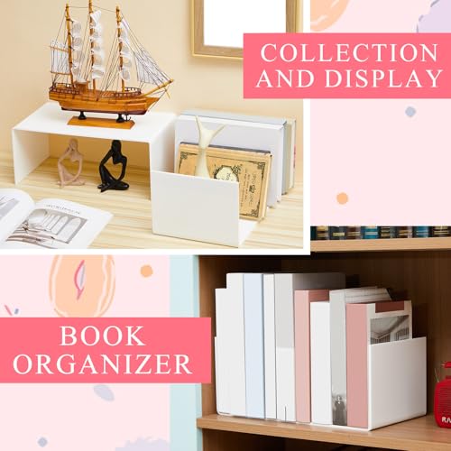 RattanView 2 Pcs 14 Inch Large Acrylic Risers Display Stands 5 mm Thick Acrylic Shelf Riser Showcase for Collectibles Jewelry Cupcakes Food Figures Perfume Cabinet (White) - color: White, size: 14 Inch, 5 mm