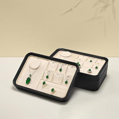 Oirlv Jewelry Display Tray for Vendors Velvet Jewelry Tray with Compartments for Rings and Necklaces(Blue) - color: Blue P21702