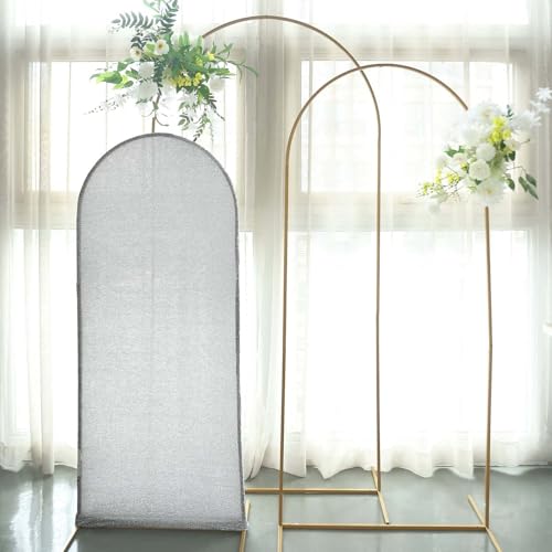 Efavormart 5ft Silver Chiara Arch Backdrop Cover, Metallic Double-Sided Spandex Cover for Birthday Celebration - color: Silver, size: 5 FT