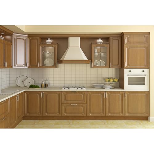 Kitchen Backdrop Modern Wooden Kitchen Interior Scene Background for Photography Kitchen with Kitchenware Home Decoration Backdrop for Woman Party Photo Booth Shoot Studio Props 5x3ft - color: Brown, size: 5x3ft
