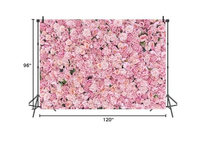 10x8ft Pink Rose Wall Background Spring Pink Flowers Backdrops Girls Women Birthday Party Weeding Bridal Shower Anniversary Ceremony Decor - size: 10 x 8 ft