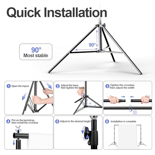EMART 8.5x10ft Green Screen Backdrop Kit with 6x9ft Polyester Backdrop(Black/White/Green), Adjustable Photography Background Support System for Studio Photography, Parties, Wedding, Video Shooting - size: 8.5x10ft(backdrop stand)/6x9ft(backdrop)