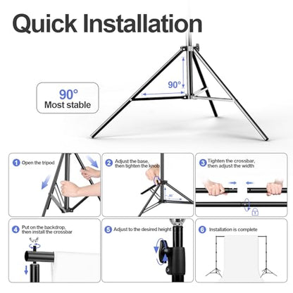 EMART 8.5x10ft Green Screen Backdrop Kit with 6x9ft Polyester Backdrop(Black/White/Green), Adjustable Photography Background Support System for Studio Photography, Parties, Wedding, Video Shooting - size: 8.5x10ft(backdrop stand)/6x9ft(backdrop)