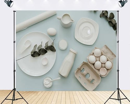 Trykid 12x8ft Minimalist White Pastel Backdrop Clean Neutral Kitchen Baking Theme Photography Background Food Styling Brunch Event Home Decor Party Decoration Photo Booth Prop Fabric - size: 12x8ft