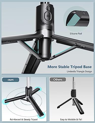 Selfie Stick Tripod with Light, 45'' Selfie Stick with Wireless Remote, Portable Phone Tripod Compatible with iPhone 16/15 Pro Max/15/14 Pro/14/13, Samsung S22/ S23 Ultra/Android Smartphone - color: Black - 45" Standard Height