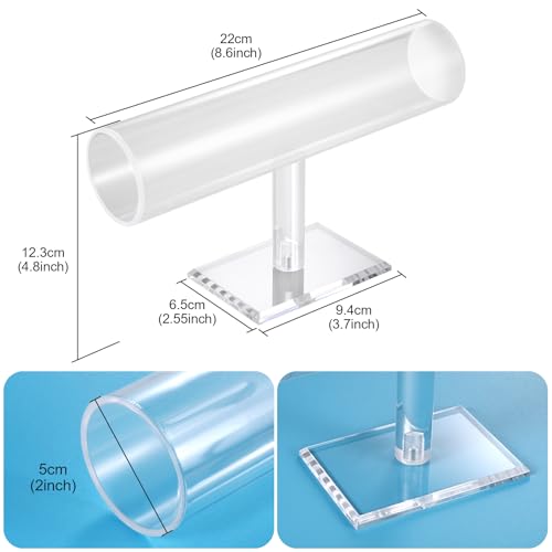 TENINYU Hovering T-Bar Bracelet Necklace Earring Bangle Pendants Anklet Tower Watch Key Jewelry Display Stand for Home Organization (Clear) - color: Clear
