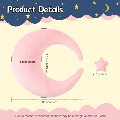 Newborn Photography Props 5Pcs Baby Moon Star Pillow Set Newborn Photography Posing Pillows Adjustable Photography Props, Pink - color: Pink