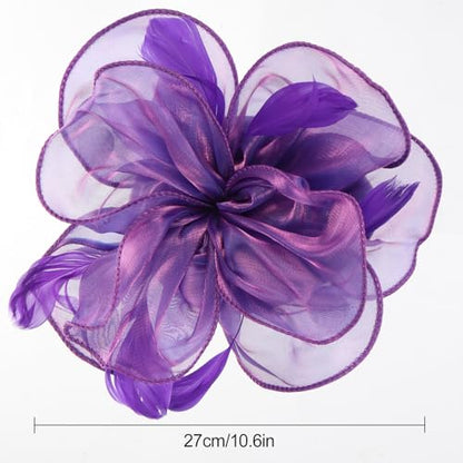 Fascinators Hats with Gloves Set for Women 20s 50s Cocktail Tea Party Wedding Costume Headwear - color: 03-purple