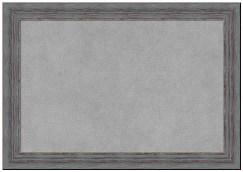 Amanti Art Blue Framed Magnetic Board 14x20 Small Vision Board for use with Magnets, 100% Metal Sheet to Display Items as Office Decor or for Home Organization in mudroom, Kitchen or Kids Room - color: Dixie Blue Grey Rustic, size: 20"W x 14"H