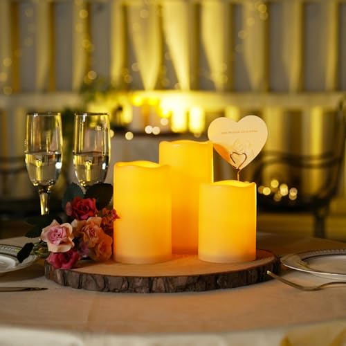 Homemory Waterproof Flameless Candles, Outdoor Indoor Battery Operated LED Pillar Candles with Remote Control and Timer, Plastic, Long Lasting, D3 x H4 4" 5" 5" 6" 6", Set of 6 - size: Set of 6