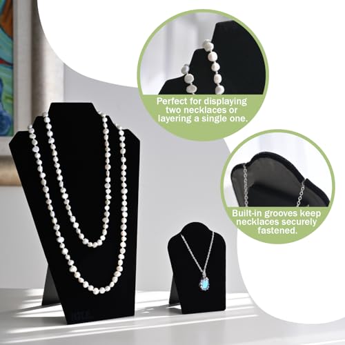 MOOCA 10 Pcs Jewelry Display Set, Easel Necklace Display, Bracelet Holder Stand, Earring Organizer, Ring Holder Stand for Showcase and Store, Premium Black Velvet - color: Style 3, Black Velvet, 10 Pieces