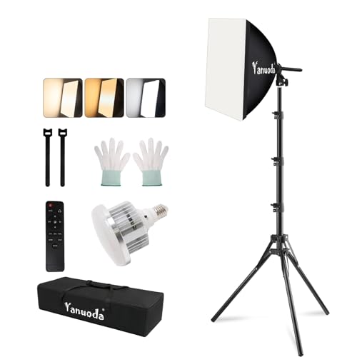 Professional 16''x16'' Softbox Lighting Kit - Studio Light Photography with Remote, Adjustable Brightness & 3 Colour Temperatures - Portable Studio Light for YouTube, Product Photography - size: 16"x16" 1pk