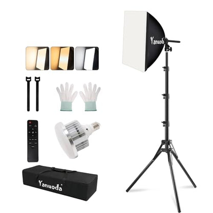 Professional 16''x16'' Softbox Lighting Kit - Studio Light Photography with Remote, Adjustable Brightness & 3 Colour Temperatures - Portable Studio Light for YouTube, Product Photography - size: 16"x16" 1pk