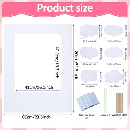 32 x 24 inch Blank Photo Booth Props DIY Happy Birthday Party Supplies Writable Picture Frame with Speech Bubble Signs Photo Booth Props for Valentine's Day Wedding Birthday Baby Shower Party Favors