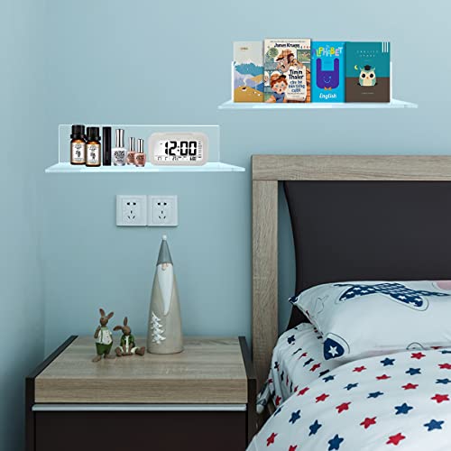 Sezanrpt 12 Inches Acrylic Wall Shelves 2 Pack, Floating Shelf for Wall Mounting, Acrylic Display Ledges for Funko Pop Figures, Home Décor, Living Room, Gaming Room, Plants(12 inch, Clear) - color: Clear, size: 12 Inch