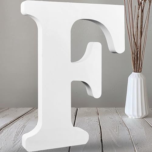 AOCEAN 12 Inch White Big Wood Letters Unfinished Wooden Letters for Wall Decor Decorative Standing Letters Slices Sign Board Decoration for Craft Home Party Projects (F) - color: F